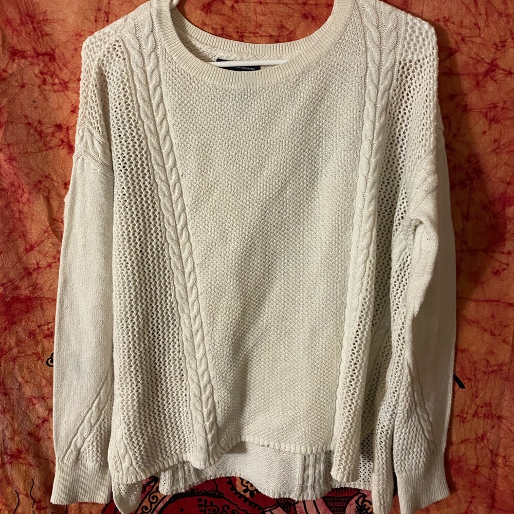 White knit sweater